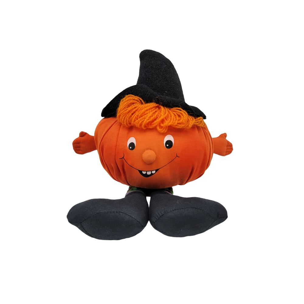 Vintage 1982 Hallmark Halloween Witch Pumpkin Beanbag Jack O’ Lantern w/ Legs
